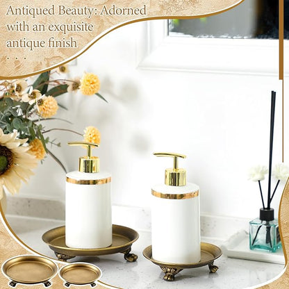 Zonon 2 Pack Brass Color Metal Clawfoot Dish Pedestal Dish Candle Tray Round Clawfoot Candle Holder Decorative Jewelry Stand for Wax Jewelry Ring Trinket Coffee Table Centerpiece Cosmetic Home
