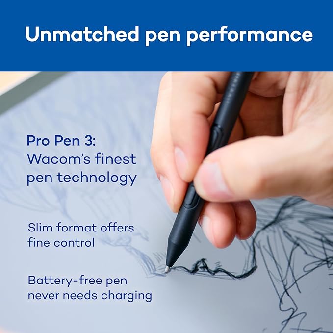 Wacom MovinkPad Pro 14, Android Mobile Drawing Tablet, 14" OLED No Computer Needed, Battery-Free Slim Pro Pen 3, 12GB RAM/256GB Storage, Anti-Glare Matte Screen, All-In-One Portable Digital Art Tablet