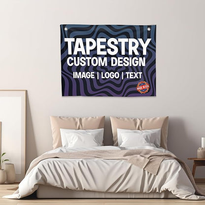 DreamController Personalized Tapestry Custom Wall Hanging for Home & Events | Add Your Photo, Text, or Logo | HD Printed Fabric | Made in the USA