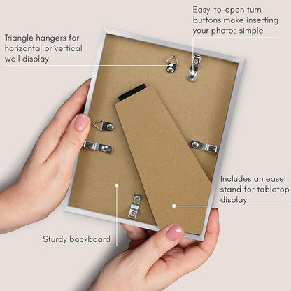 Americanflat 6x8 Picture Frame with Shatter-Resistant Glass - Use as 4x6 Frame with Mat or Display 6x8 Photo Without Mat - Streamline Collection - Picture Frames for Tabletop and Wall - Silver
