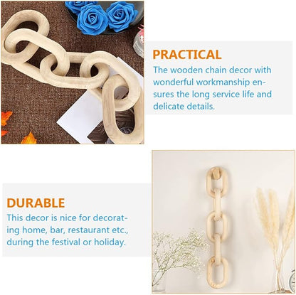 HOLIDYOYO Wood Chain Link Decor Rustic Farmhouse Wall Art Elegant Hanging Ornament for Home Compact Design for Coffee Table Bookshelf Natural Wood Accent for Any