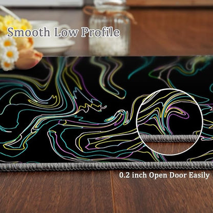 Abstract Colorful Lines Rug 3x5 Small Area Rugs Minimalist Art Design Rugs Soft Faux Wool Washable Non Slip Carpet for Teens Boys Girls Kids Room Living Room Bedroom Entry Floor Mats