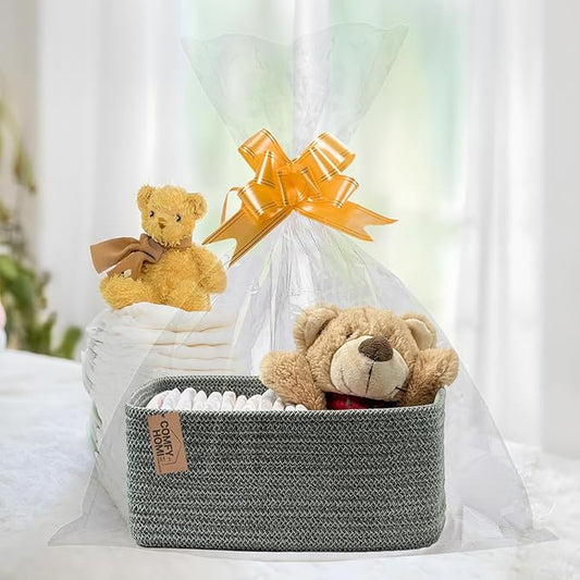 COMFY-HOMI 11.5"x7.5"x4.7" Storage Baskets for Organizing | Cotton Rope Woven Basket | Toy Storage Bin Box | Basket for Shelves, Closet Organizer Bin, Decorative Closet Shelf, 3 Pack, Green