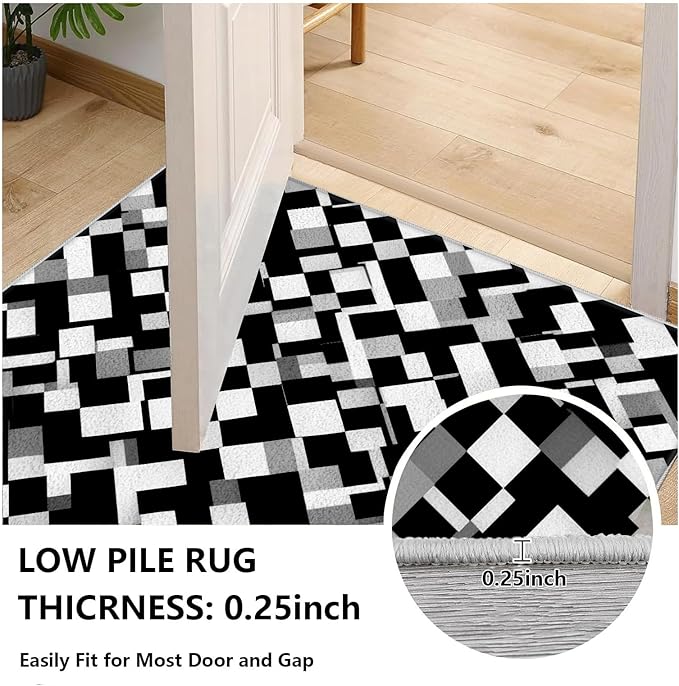 Black White and Grey Rug - Geometric Area Rug, Area Rugs 7x9, Modern Abstract Rugs, Irregular Block Splicing Carpet Washable Non Slip Home Decor Carpet for Living Room