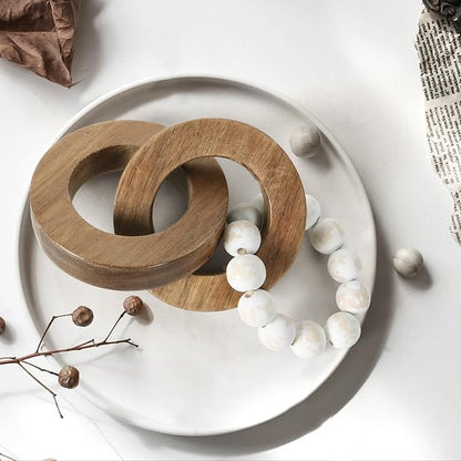 Oakrain Wood Chain Link Decor, Handmade Carved Knot Decor, Minimalist Home Décor Accents, Shelf Coffee Table Decor, Natural Boho Farmhouse Rustic Home Decor, Best Housewarming Gifts (8.86 inch)