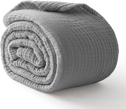 100% Cotton Muslin Blanket 40" x 40", Breathable and Lightweight Cotton Throw Blankets, Soft Cooling Summer Gauze Blanket for All Season, Grey