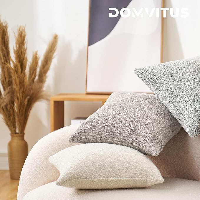 DOMVITUS Boucle Pillow Covers 12x20 Luxury Throw Pillow Covers Decorative Pillows for Bed Sofa Pillows for Living Room Accent Couch Pillows Soft Cushion Case, 1PC, Ivory
