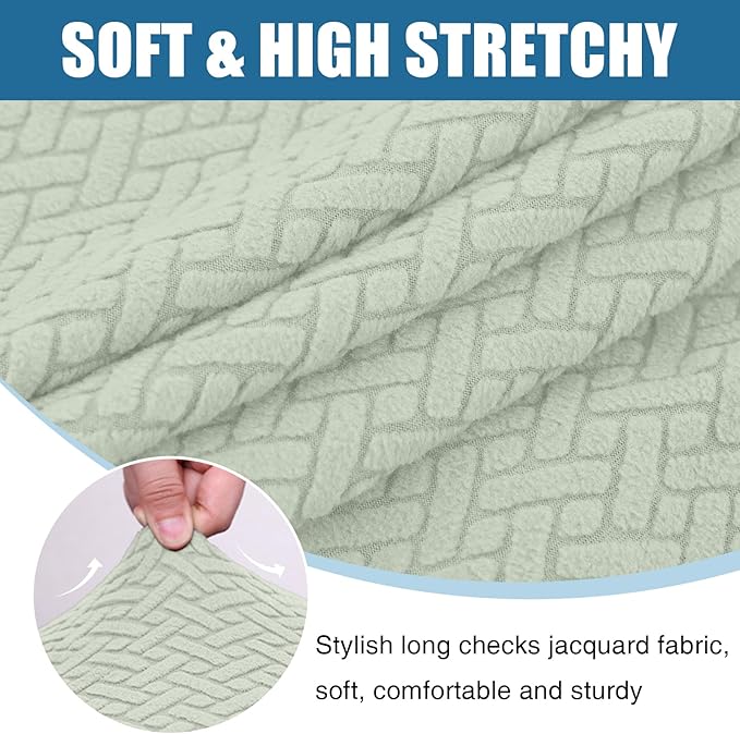Smiry Waterproof Couch Cushion Covers, Stretch Jacquard Thick Sofa Cushion Covers, Washable Seat Slipcover Elastic Furniture Protector for Pets, Kid (3PC, Green)