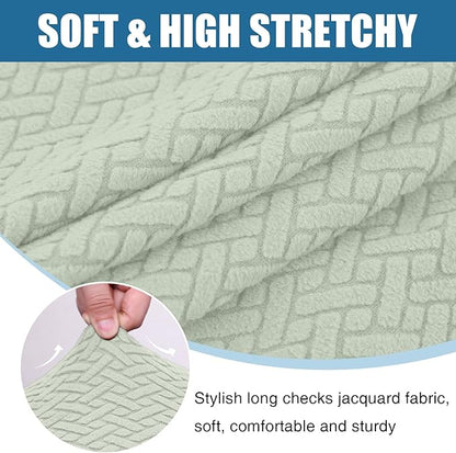 Smiry Waterproof Couch Cushion Covers, Stretch Jacquard Thick Sofa Cushion Covers, Washable Seat Slipcover Elastic Furniture Protector for Pets, Kid (3PC, Green)