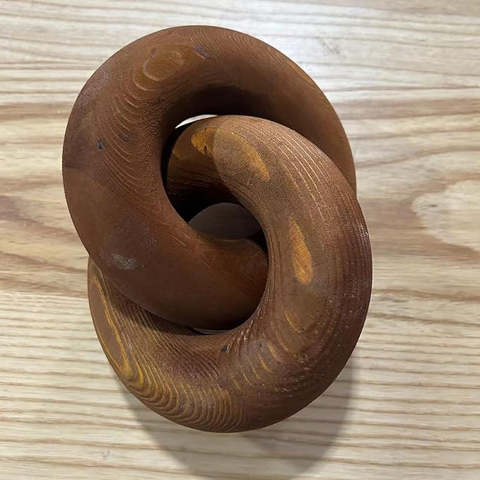 Wood Knot Décor-2 Link Wooden Chain Link Home Decor,Coffee Table Decor Book Shelf Decor Accents Art Decor Living Room Decor Items (Brown)