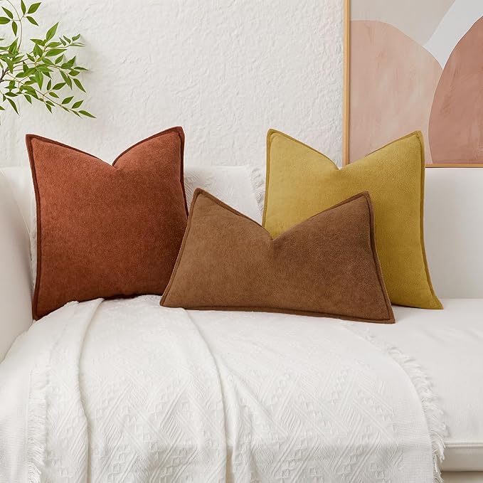 Kevin Textile Waterproof Decorative Pillow Covers Brown 22x22 Inch Pack of 2 Soft Boucle Textured Euro Pillowcases Elegant Accent Pillows for Couch Sofa Chair Bed Home Decor Indoor Outdoor
