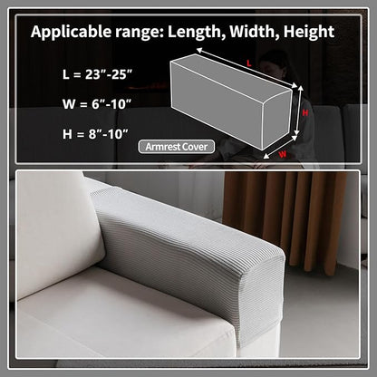 Sectional Couch Covers, Wear Resistant Stretch Sofa Covers Washable Soft Couch Cushion Covers Anti Slip Furniture Protector Sofa Slipcovers for Pets (1 Piece Armrest Sofa Cover, Light Gray)