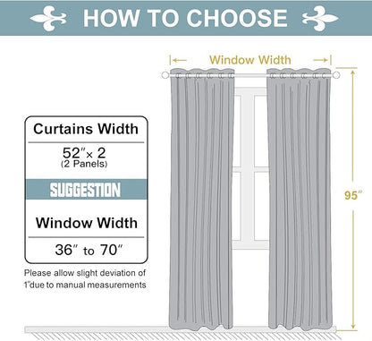 ChrisDowa Grommet Room Darkening Curtains for Bedroom and Living Room - 2 Panels Set Thermal Insulated Blackout Curtains (Greyish White, 52W x 95L)