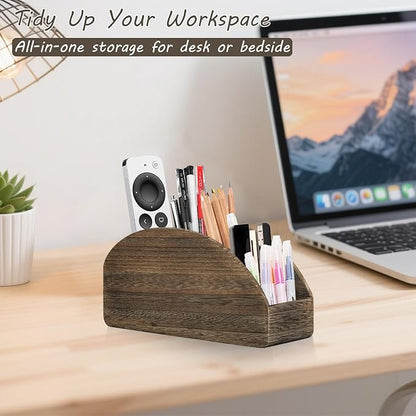 BIBELUN TV Remote Control Holder with 5 Compartments, Bedside Table Remote Caddy, Desktop Storage Box Organizer/Tray to Store Pen, Controllers, Media Player, Cosmetics, Office Supplies, Home Décor