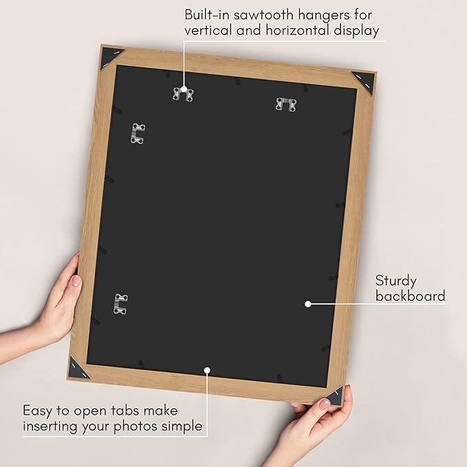 Americanflat 16x20 Picture Frame with Polished Plexiglass - Wide Picture Frames Made of Engineered Wood for Vertical or Horizontal Wall Display - Epic Collection - Dark Oak