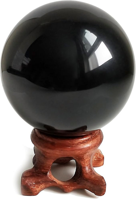 Mina Heal Black Obsidian Sphere for Meditation, Feng Shui, and Divination – Authentic Obsidian Crystal Ball for Protection and Energy Cleansing