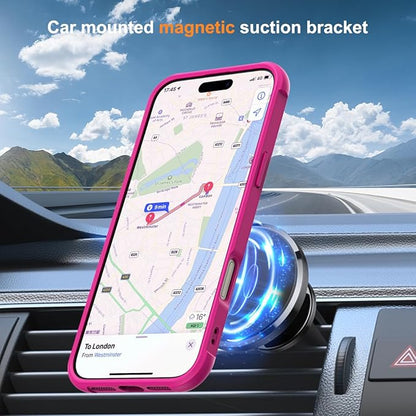 Compatible with iPhone 16 Pro Case with Invisible Magnetic O-Ring Stand Military-Grade Translucent Case for iPhone 16 Pro 6.3" [Compatible with Mag-Safe][Great Grip Feeling], Rose