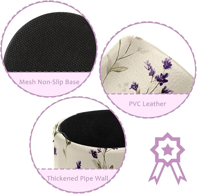 Pen Cup Holder for Desk, Large Pencil Holder, Cute Lavender Flowers and Sage Green Leaves Pattern Desk Stationery Storage Organizer Makeup Brush Holder for Home Office School