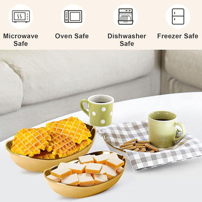 3 Tier Fruit Bowl for Kitchen Counter, White Gold Ceramic Fruit Stand for Countertop, Home Fruit Rack with Holder, Vegetable Bowl Snacks Nuts Bread Candy Storage, Small & Cute (Gold)