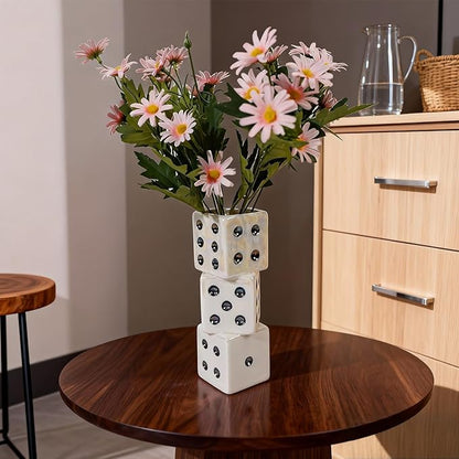 Ceramic Dice Vase - Unique Decor for Dried Flowers, Rose, Pampas Grass - Stunning Design for Any Modern Space for Inspiring Smiles