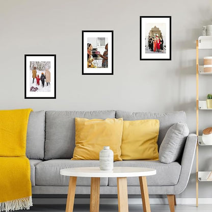 16.5x23.4 A2 Picture Frame Set of 2 Black with 11.7x16.5 A3 Mat, Display Photo 11.7x16.5 with Mat or 16.5 x 23.4 Without Mat, Wall Hanging Large Frame with Plexiglass, 2 Pack, Black