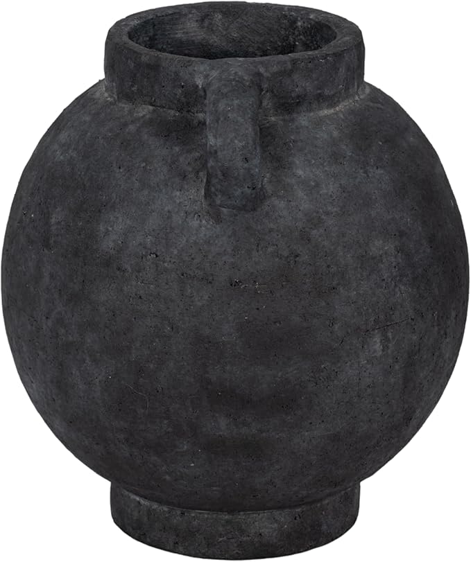 Decorative Flower Vase for Home Decor – Ceramic Vase for Flowers with Handle, Modern Black Table Accent for Living Room or Entry Display, Stylish Centerpiece for Contemporary Interiors – 10", Black