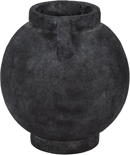 Decorative Flower Vase for Home Decor – Ceramic Vase for Flowers with Handle, Modern Black Table Accent for Living Room or Entry Display, Stylish Centerpiece for Contemporary Interiors – 10", Black