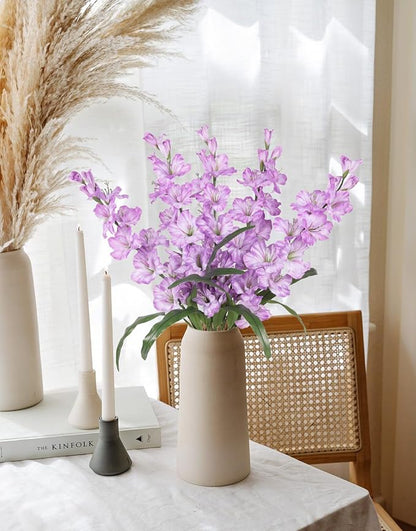 IPOPU Purple Artificial Gladiolus Flowers 5PCS Lavender Flowers Artificial Gladiolus 33" Long Stem Artificial Flowers for Tall Vase Wedding Home Party Table Floral Arrangement (Light Purple)