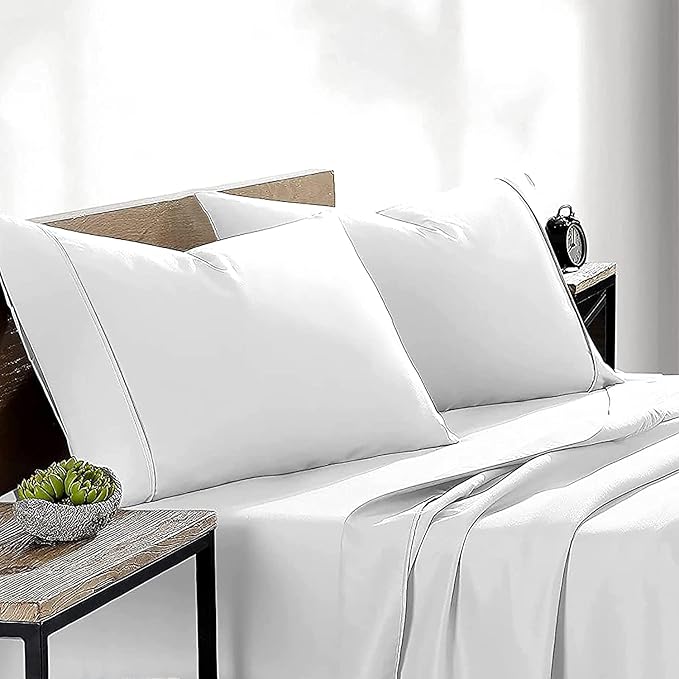 Upgrade Your Bedding Experience with The Made of 100% Cotton Pillow Cases 2 Pack Standard Pillowcases 20" x 26" Size fits Standard Pillows. Envelope Closure White