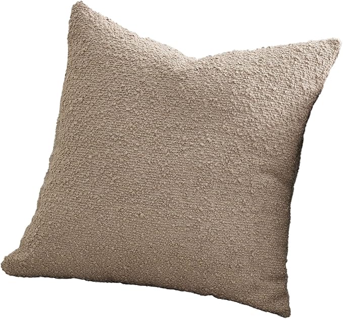 DOMVITUS Boucle Pillow Covers 20x20, Decorative Couch Pillows for Living Room, Throw Pillow Covers for Bedroom Chair Sofa Accent Couch Pillows Soft Cushion Case, 1PC, Oatmeal
