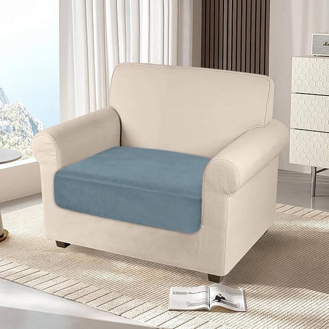 NAISI Couch Cushion Covers 1 Piece Velvet Stretch Sofa Seat Covers or Backrest Covers Soft Individual Couch Covers for Sectional Sofa(1 PC for Seat Cushion or Backrest,Teal)