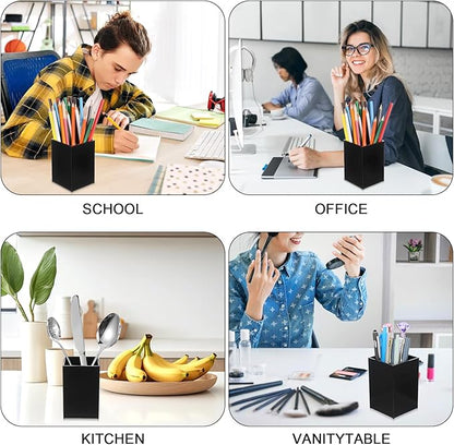 10 Pack Black Acrylic Pen Holder, Desktop Pencil Organizer Makeup Brush Holder Acrylic Pencil Cup Stationery Storage for Desk Office Pen Organizer