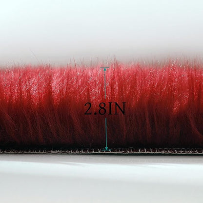 Faux Fur Rug Sheepskin Shag Fluffy Fuzzy Red 3x4 ft Rugs for Bedroom Bedside Bed Floor Living Room Plush Rectangle High-Density Cushion Carpet Super Sofa Cover