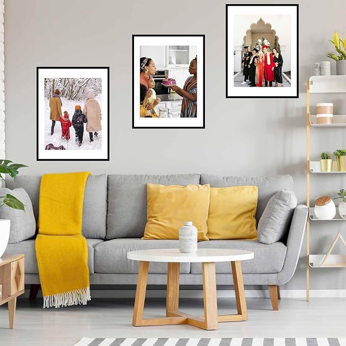 24x32 Picture Frame with 20x24 Mat Set of 2, Display Photo 20x24 with Mat or 24 x 32 Without Mat, Wall Hanging Large 24 by 32 Poster Frame with Plexiglass, 2 Pack, Black