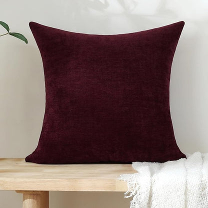 Jeneoo Burgundy Red Decorative Throw Pillow Covers Soft Chenille Comfy Lumbar Couch Cushion Cases for Living Room Sofa Decor (Set of 2, 12 x 20 Inches)