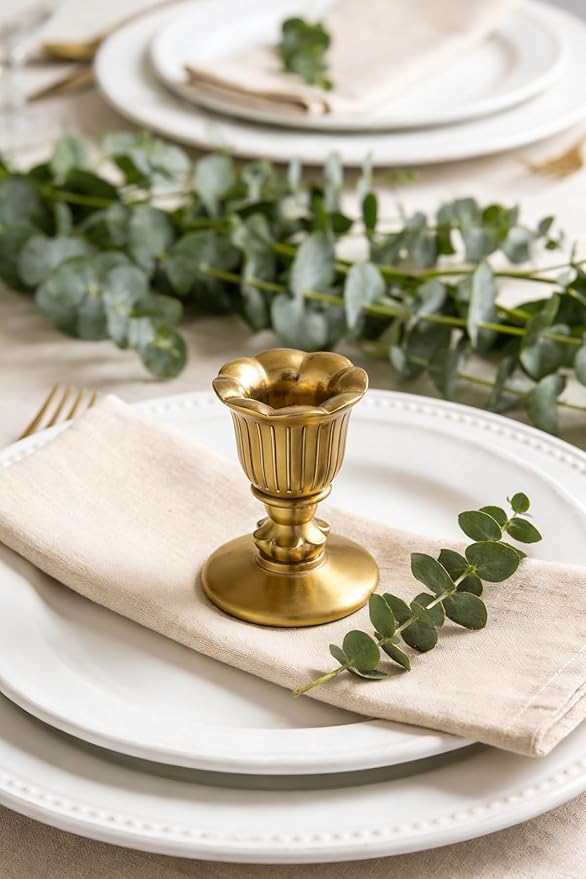 Vintage Taper Candle Candlestick Holders, Gold Candle Sticks Brass Victorian Style Candelabra for Christmas Table Centerpiece Wedding Reception Festive Advent Thanksgiving Party Decorations Set of 12