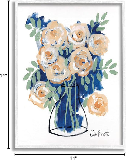 Stupell Industries Abstract Flower Swirls Pink Roses Line Art Vase, Design by Kait Roberts