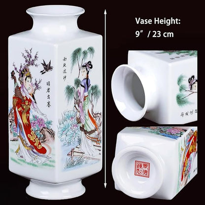 MTME Porcelain Figurines, Jingdezhen Decorative Flower vase, Home Decor, Wedding Gifts, Aesthetic Sculpture Home décor (Four Ladies)