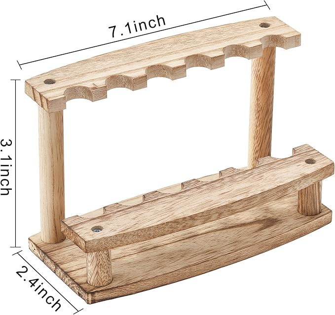 SOUJOY 4 Pack Wood Pen Display Stand, 6-Slot Pen Holder Rack, Eyebrow Pen Stand, Makeup Brush Rack Organizer for School Office Home Store