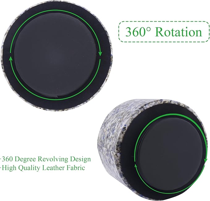 Round Leather Art Supply Organizer,Remote Control Holder,360-degree Rotating Pen Organizer with 4 Compartments(1-Marble Flower)