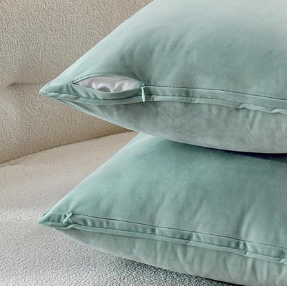 MIULEE Blue Grey Decorative Velvet Throw Pillow Covers Soft Pillow Covers Soild Square Cushion Case for Sofa Bedroom 18x18 Inch 45x45 cm