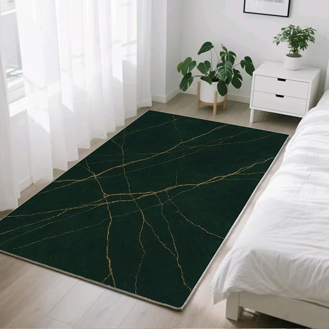 Luxury Marble Rug - 3x6 Runner Rug, Abstract MarbleModern Art Bedside Rugs, Washable & Non Slip Carpet Home Decor