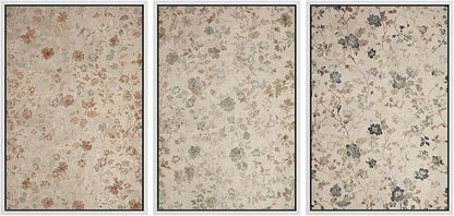 MUDECOR Framed Wall Art Print Set Vintage Floral Botanical in Neutral Tones Illustrations Realism Decorative for Living Room, Bedroom, Office - 24"x36"x3 White
