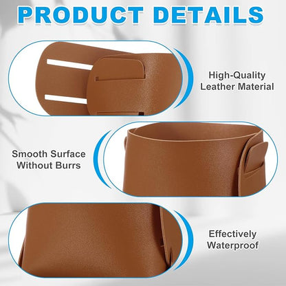 PATIKIL 2Pack Leather Desk Organizer, Leather Pencil Pen Holder Jewelry Valet Tray Hair Accessories Organizer for Bedroom Drawer Office Key Wallet Watch Pen Pencil Glasses, Brown