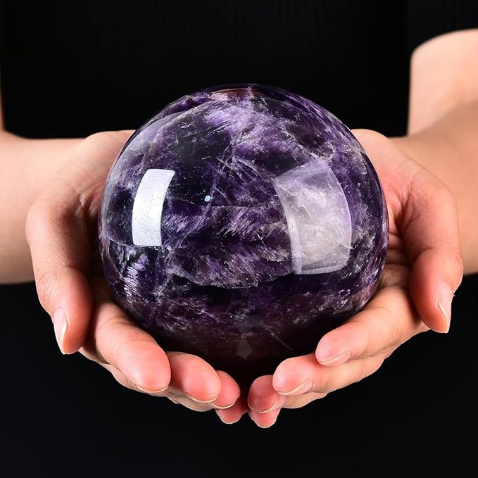 Large Dream Amethyst Crystal Ball with Stand Healing Crystals Sphere for Meditation, Divination, Witchcraft 110-120mm/4.3-4.7"