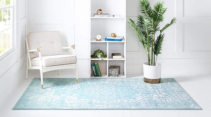 Rugs.com Arlington Collection Rug – 4' x 6' Aqua Medium-Pile Rug Perfect for Living Rooms, Large Dining Rooms, Open Floorplans