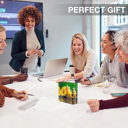 Square Desktop Ornaments Sunflower,Candles Pebble on The Water Acrylic Appreciation Presents for Coworkers - Supervisor Presents for Women - Thank You Teacher Presents