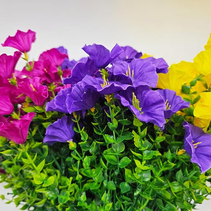 Artificial Silk Flowers for Outdoor Decoration,12 Bundles Faux Flowers Colorful Morning Glory with Eucalyptus Fake Plants Greenery UV Resistant for Outside Front Door Planter Porch Patio Yard