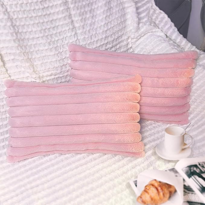 2 Pack 12x20 Pillow Cover Velvet Pillow Covers, Faux Fur Oblong Throw Pillow Covers for Living Room Decorations Throw Pillow Case, Throw Pillow Cover Cushion Cover for Home Sofa Bedroom Car, Pink