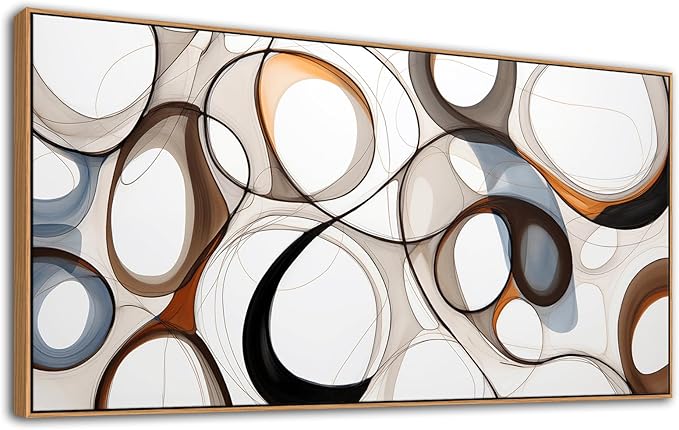 Framed Wall decor for Living Room Brown Abstract Canvas Wall Art - Kitchen & office Wall Art Prints Modern artwork, Wood Frames Decor, Bedroom Decorations 24×48